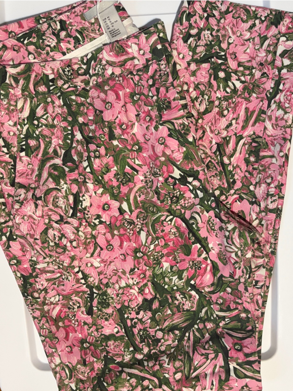 H&M Pink and Green Floral Capris